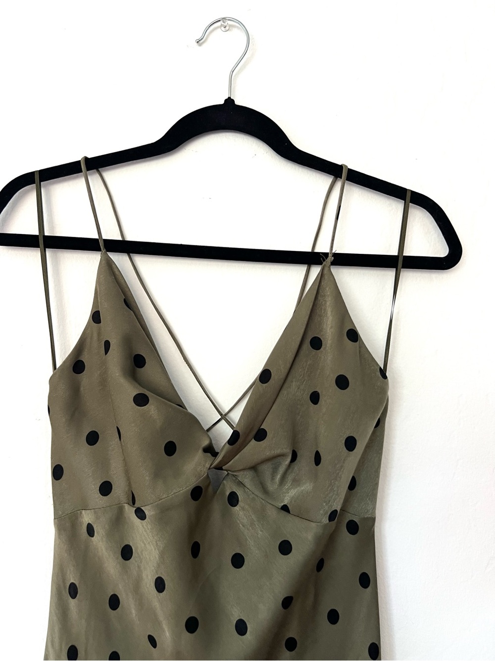 Zara Satin Polka Dot Midi Dress - Picture 4 of 9